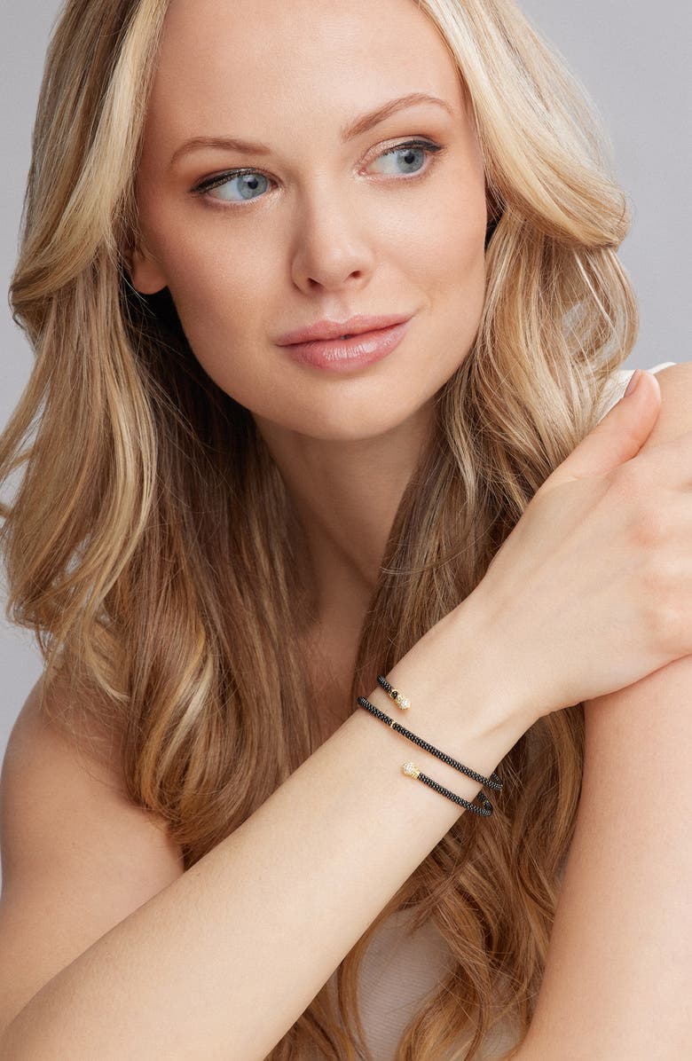 LAGOS Gold & Black Caviar Pavé Diamond Wrap Bracelet, Alternate, color, 