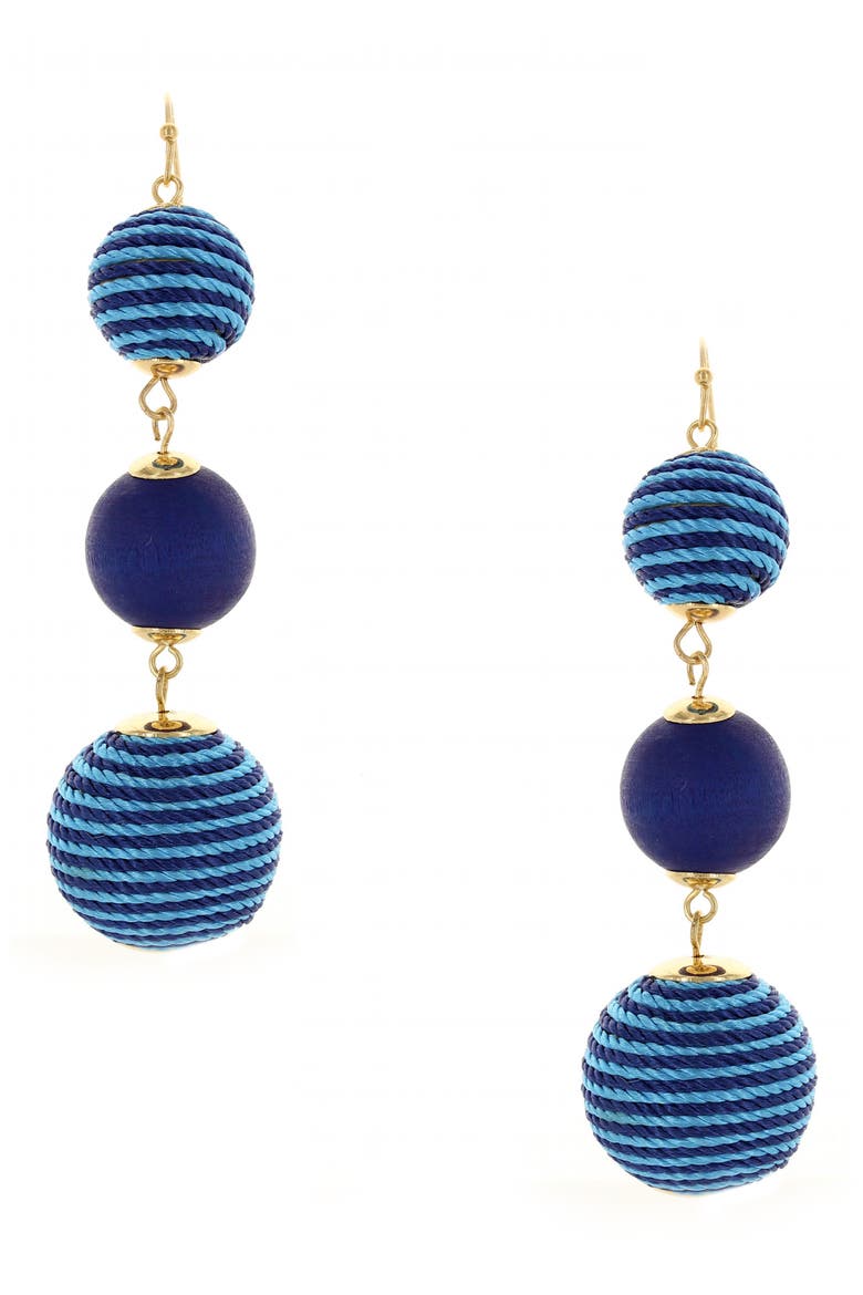 Deep Blue Bauble Drop Earrings, Main, color, GOLD / BLUE