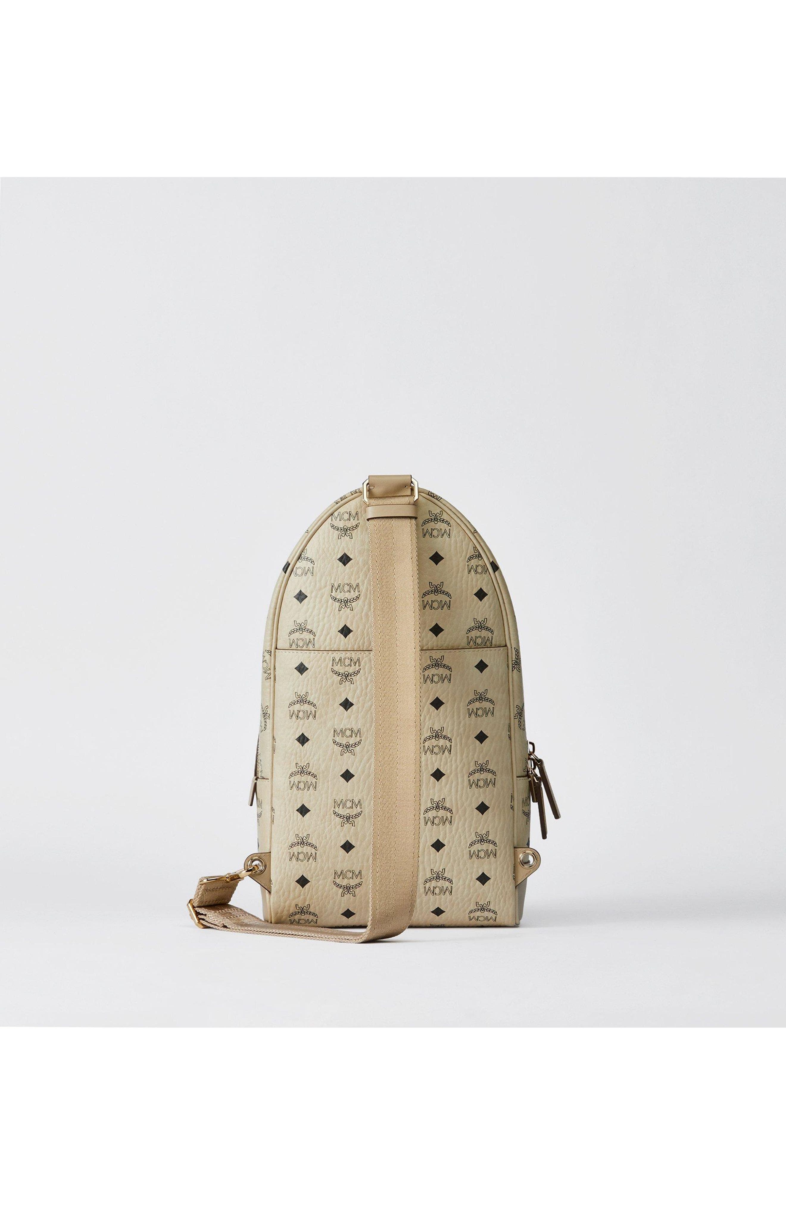 Small Aren Sling Bag in Visetos Leather Mix, Alternate, color, Beige + Black