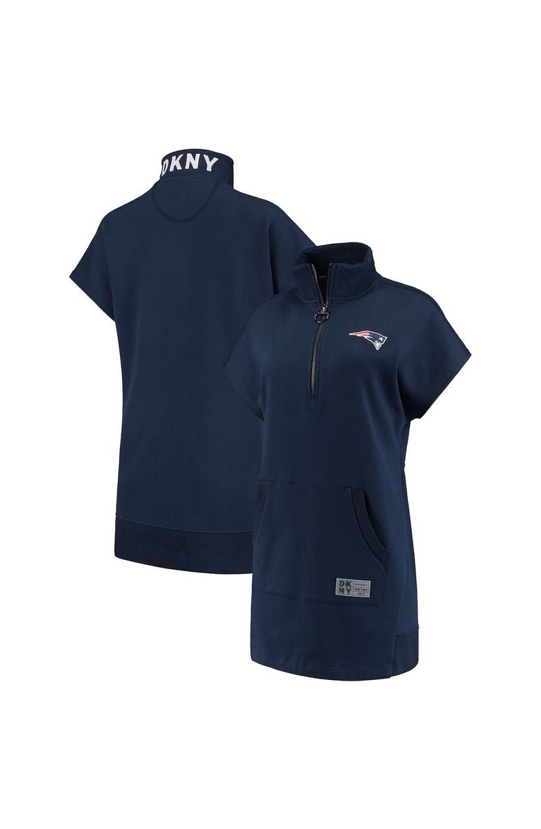 DKNY SPORT Women's DKNY Sport Navy New England Patriots Naomi Quarter-Zip Sneaker Dress, Main, color, 