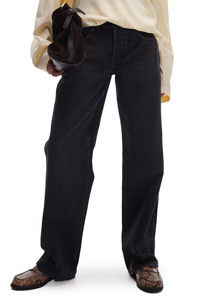 Ember Low Rise Wide Leg Jeans, Main, color, BLACK