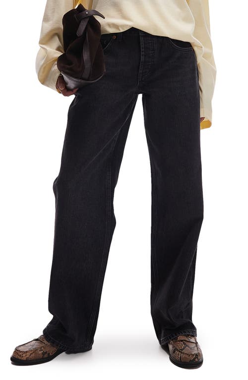 Topshop Ember Low Rise Straight Leg Jeans In Black