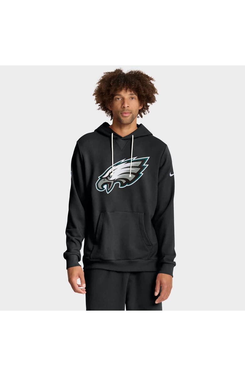 Nike Men's Nike Black Philadelphia Eagles Sideline Standard Issue Initial Home Dri-FIT Hoodie, Main, color, Black