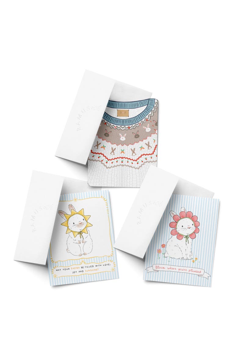 Easter/Spring Assorted Greeting Card Pack (3ct) "Easter Sweater, Sunny Bunny, Flower Bunny", Main, color, Multi-Pack