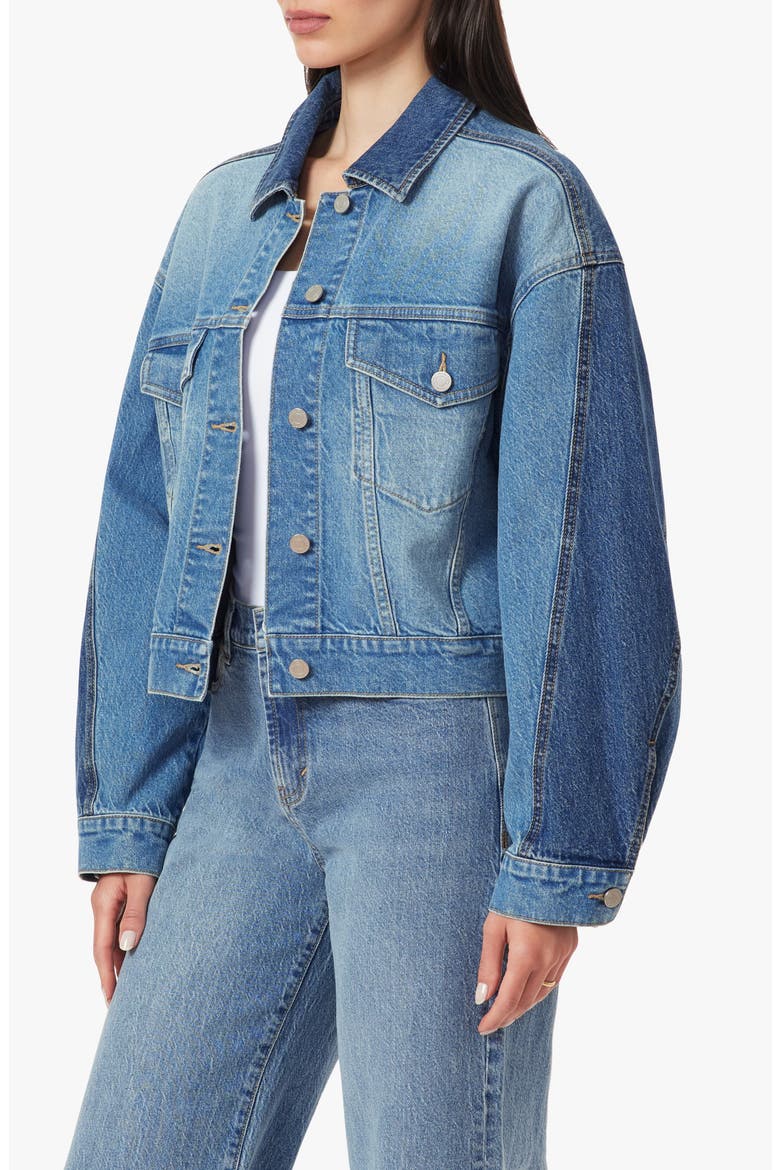 Colorblock Denim Trucker Jacket, Alternate, color, ADRIFT