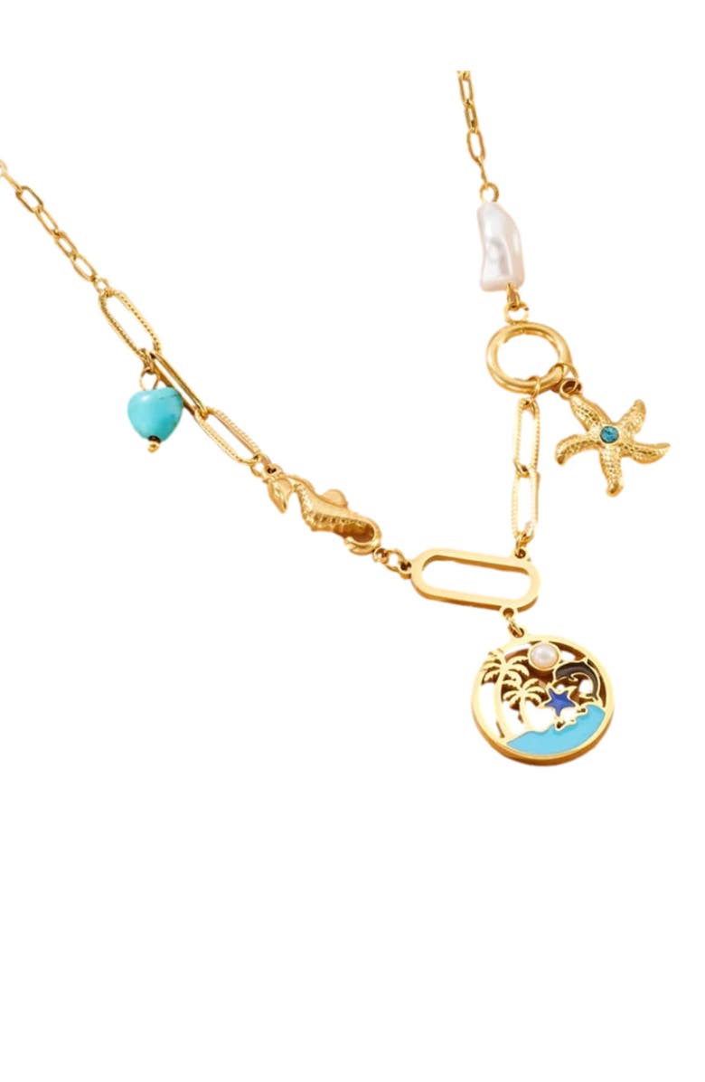 Hollywood Sensation Seaside Charm Turquoise Necklace, Alternate, color, Gold