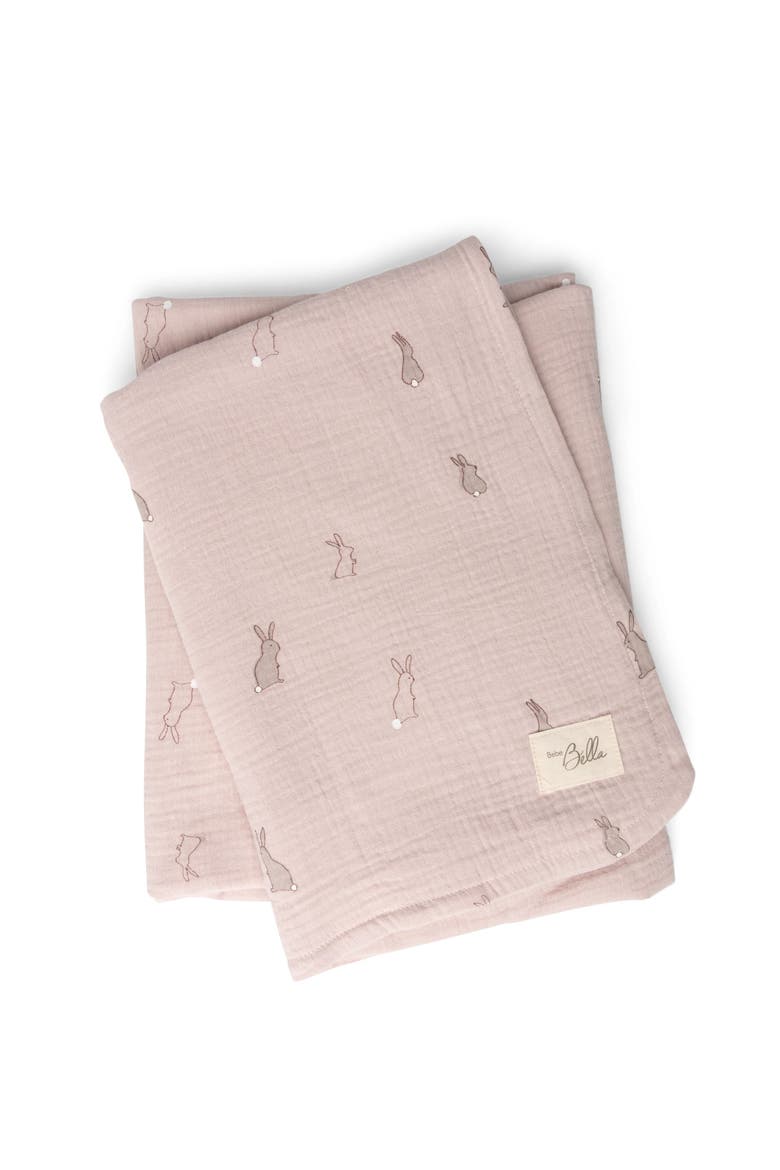 Bunny Applique Swaddle Knit, Main, color, Primrose