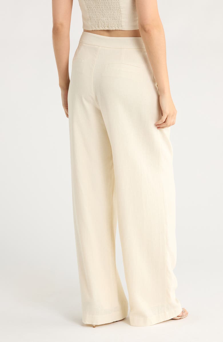 WAYF Wide Leg Linen Blend Pants, Alternate, color, Cream