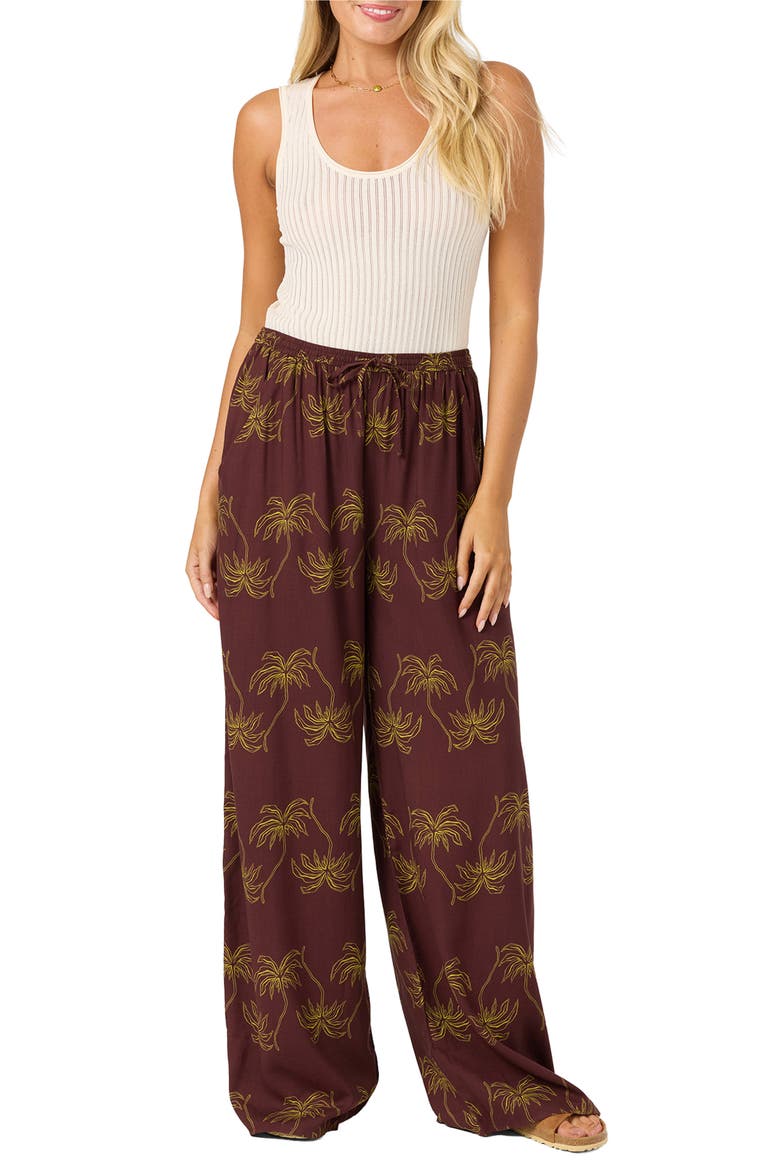 Rosalie Palm Stripe Pants, Alternate, color, CHOCOLATE