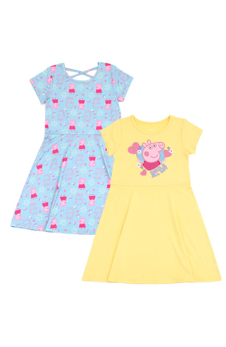 Peppa Pig 2-Pack Short Sleeve Dress, Main, color, Blue / Yellow