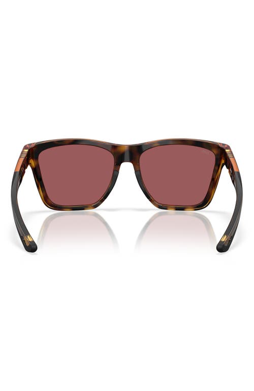 Costa Del Mar 57mm Polarized Mirrored Rectangular Sunglasses In Tortoise/gold Mirror 580g