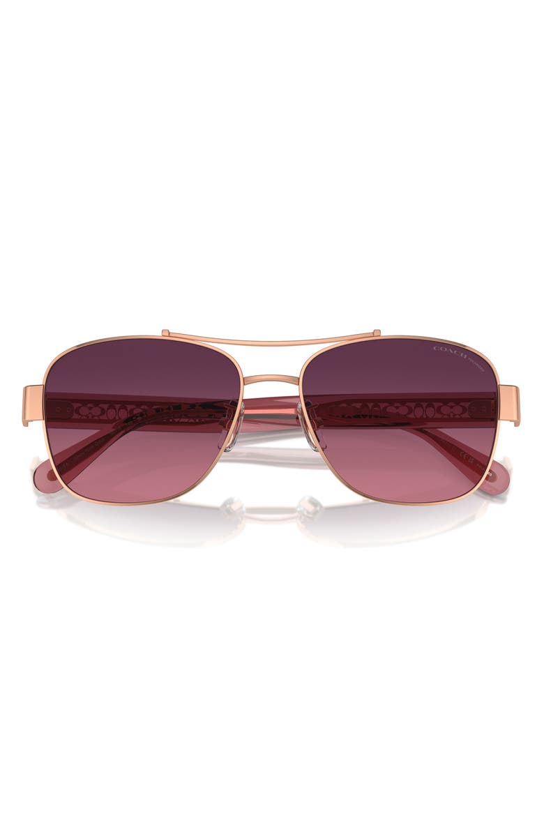 COACH 56mm Gradient Polarized Pilot Sunglasses, Main, color,