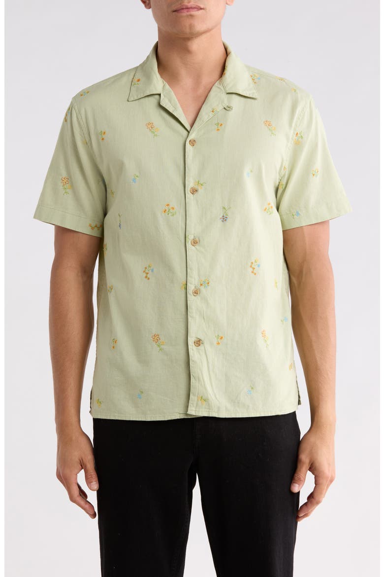 Riviera Cabana Camp Shirt, Main, color, SWAMP NEEDLEPOINT FLORAL