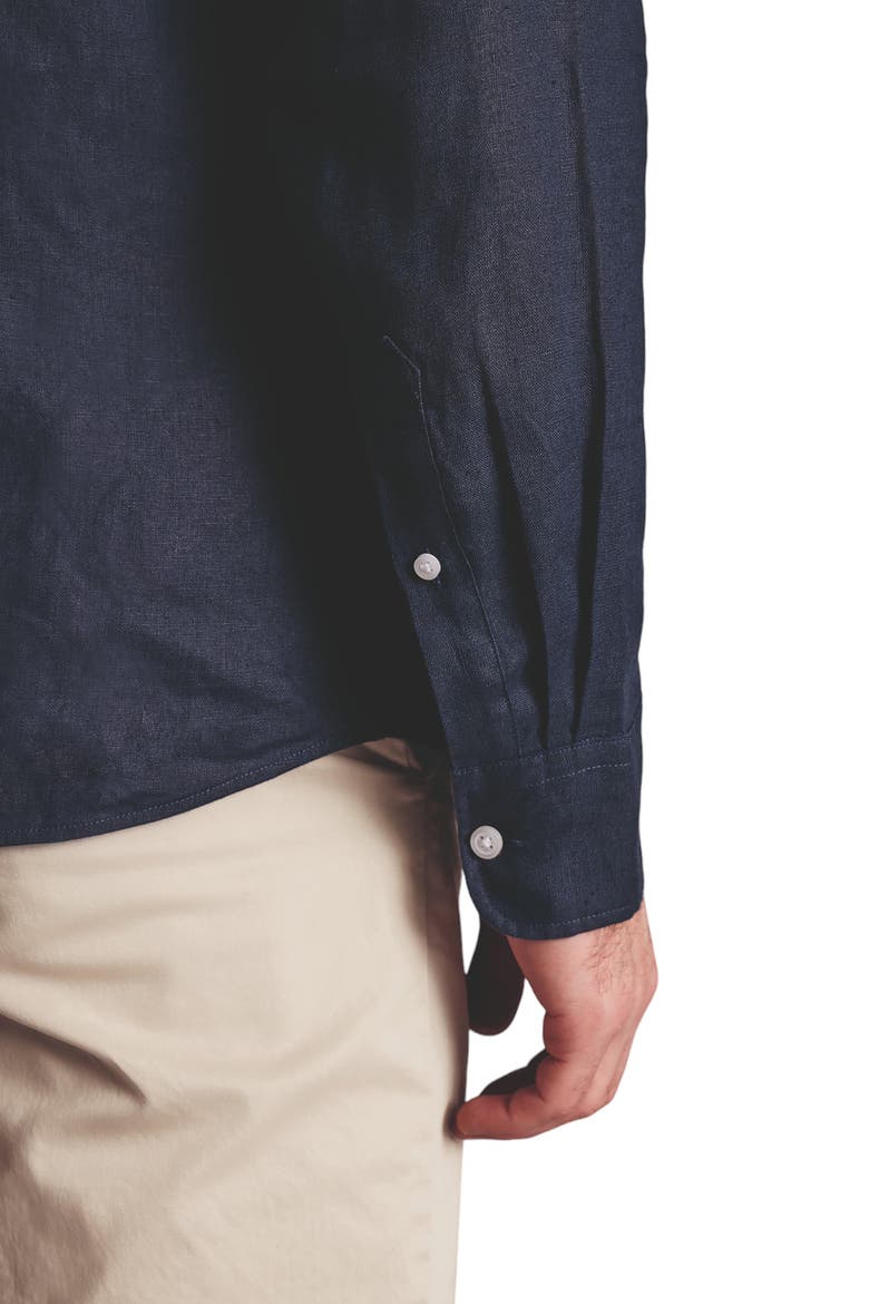 Slim Fit Pure Linen Shirt, Alternate, color, NAVY