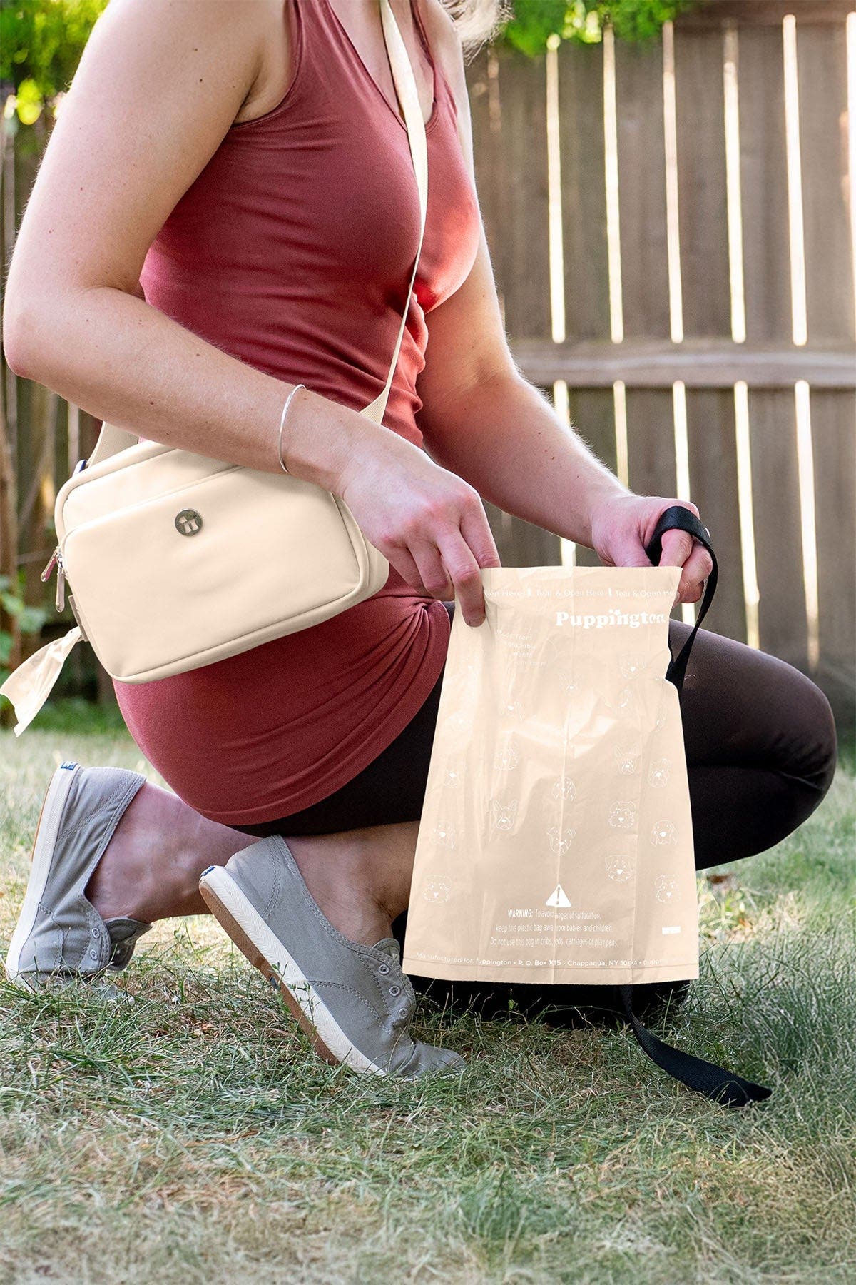 Walk Star Kit 3-in-1 Dog Walk Bag plus Matching 90 Refill Dog Poop Bags, Alternate, color, Vanilla Cream