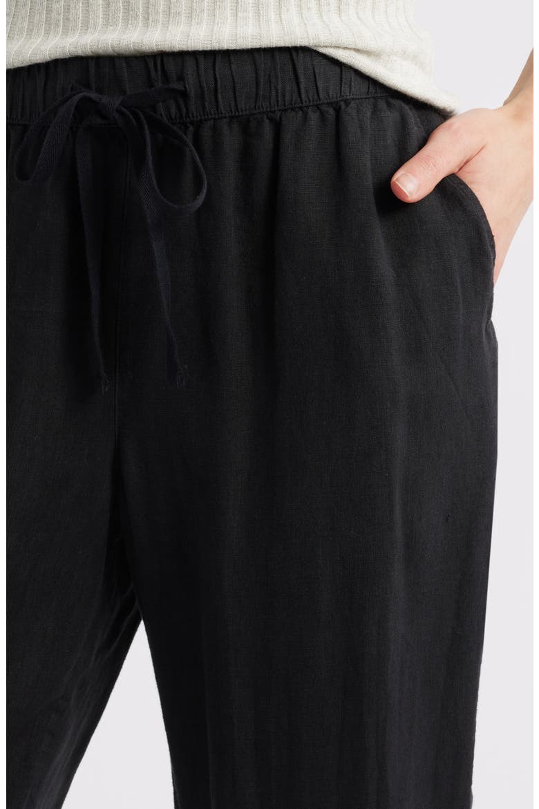 Tapered Linen Pants, Alternate, color, BLACK