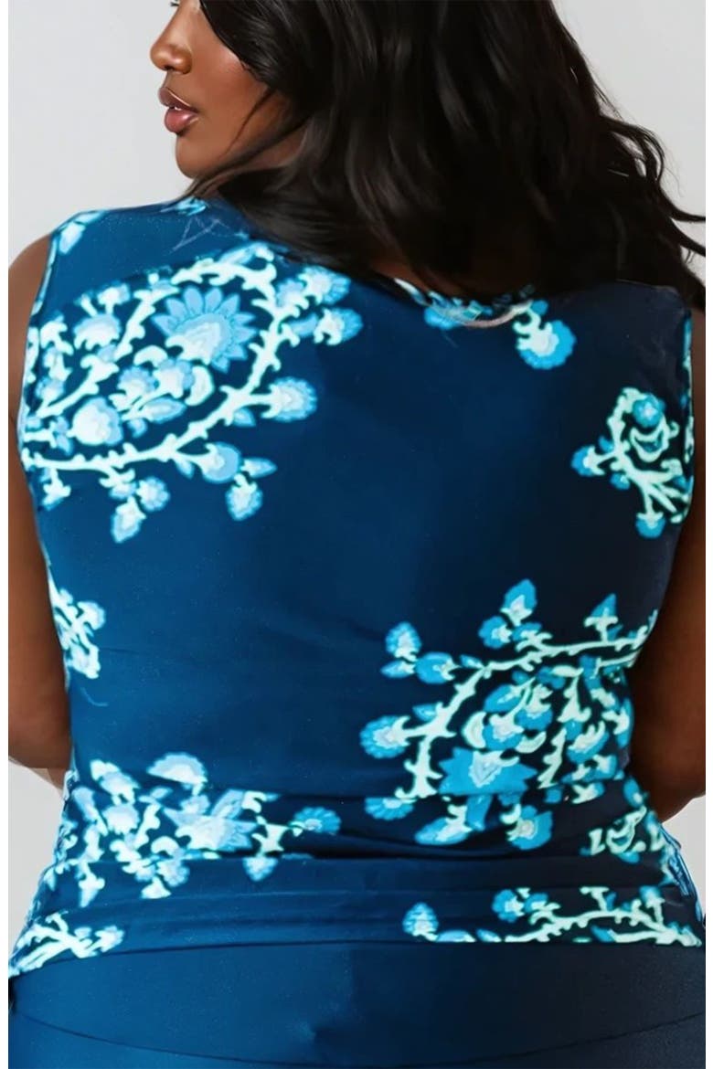 Plus Size Closed Back Maya Swim Top, Alternate, color, Barbados Blue