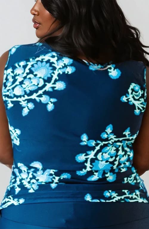 Calypsa Plus Size Closed Back Maya Swim Top In Blue