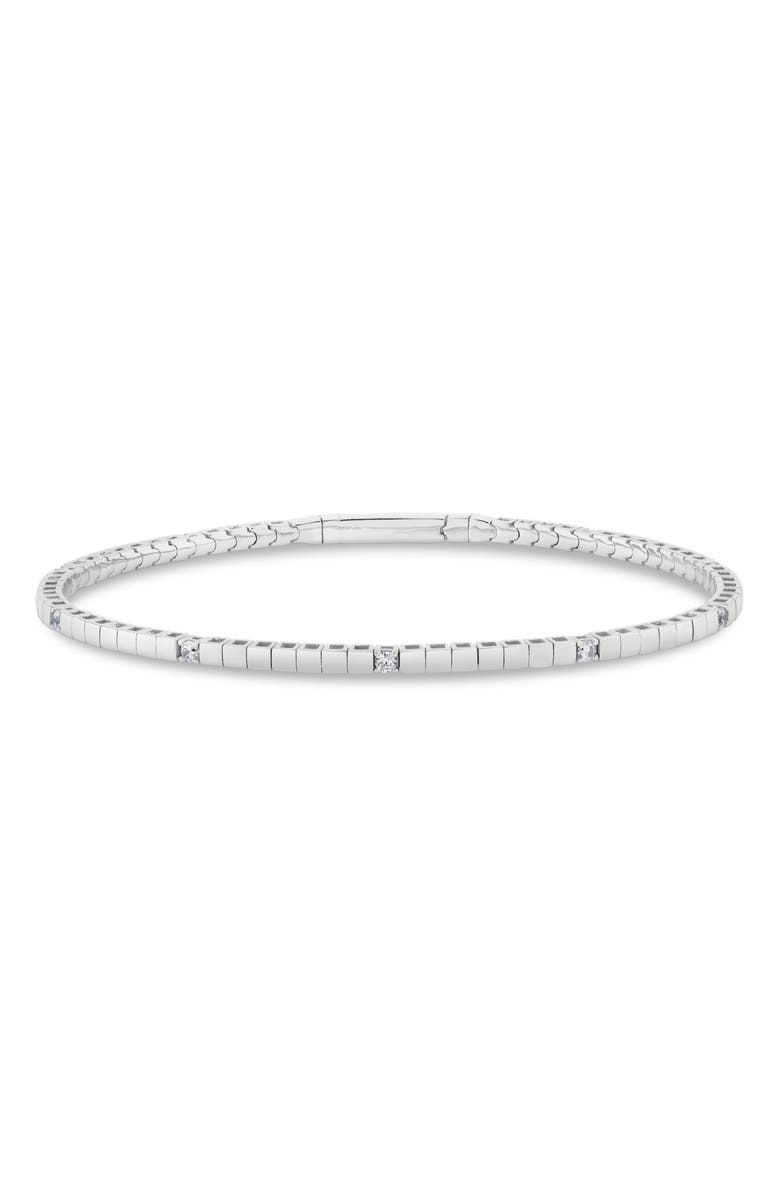 Crislu Pure Flex Cubic Zirconia Station Bracelet, Main, color, Pure Platinum / Clear Stone