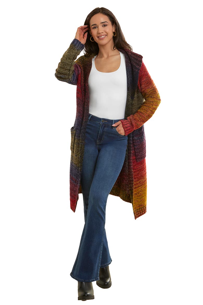Rainbow Longline Cardigan, Alternate, color, RAINBOW MULTI