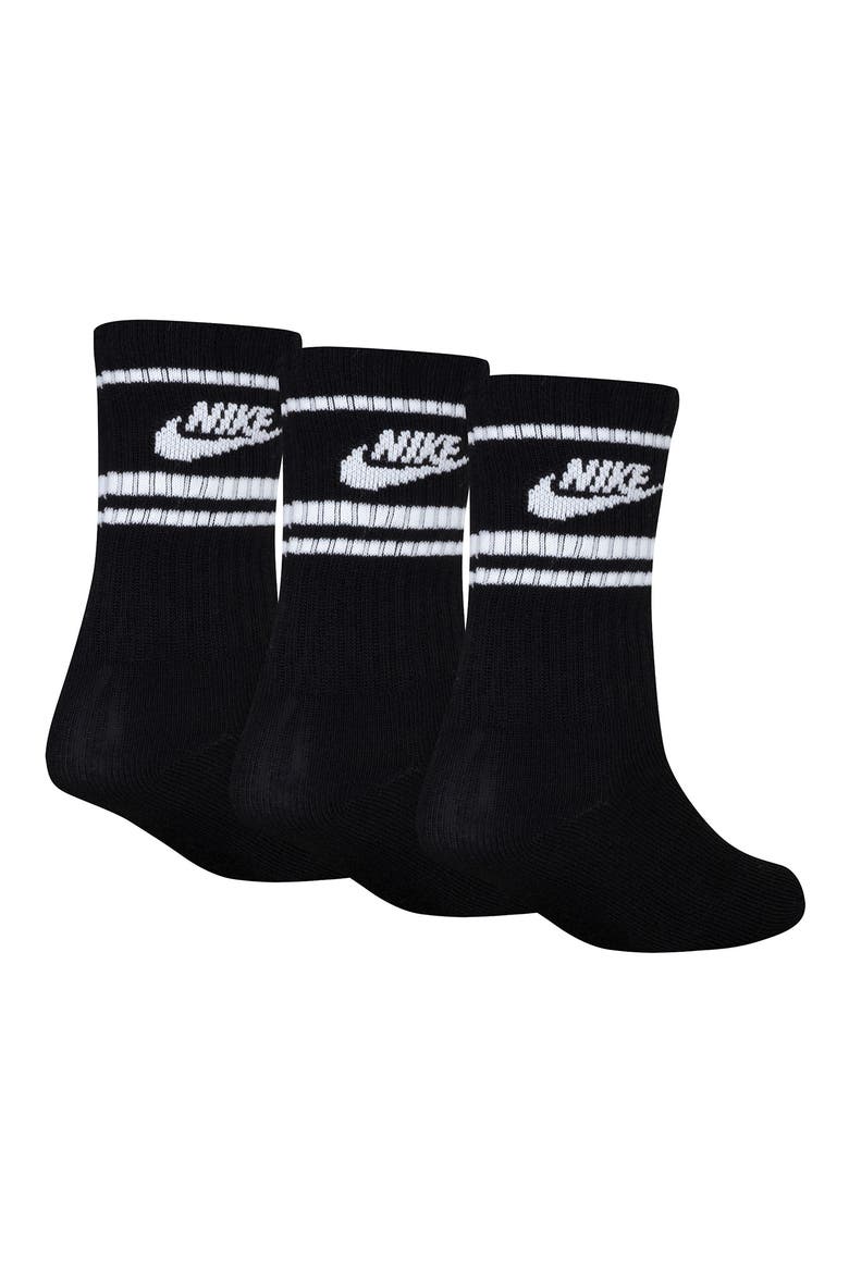 Kids' 3-Pack Futura Cushioned Crew Socks, Alternate, color, BLACK