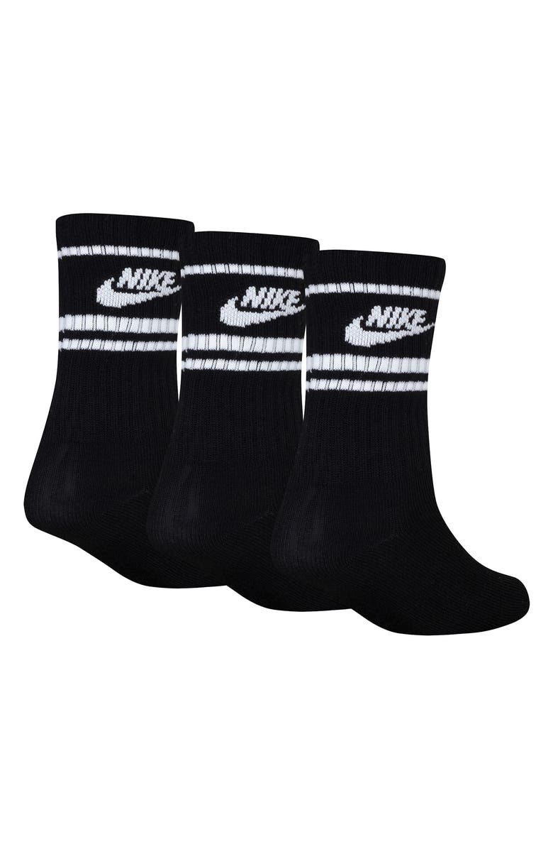 Nike Kids' 3-Pack Futura Cushioned Crew Socks, Alternate, color, Black