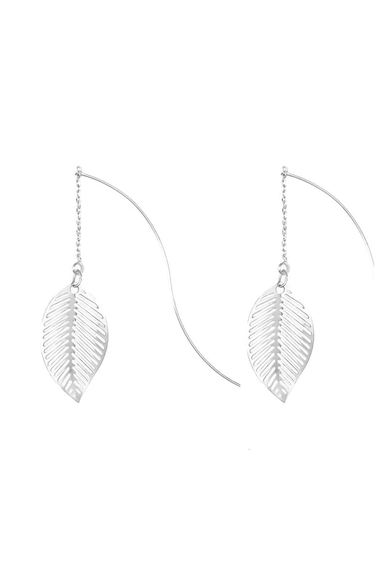 Abigail Earrings Dainty Leaf Drop Statement, Alternate, color, Silver