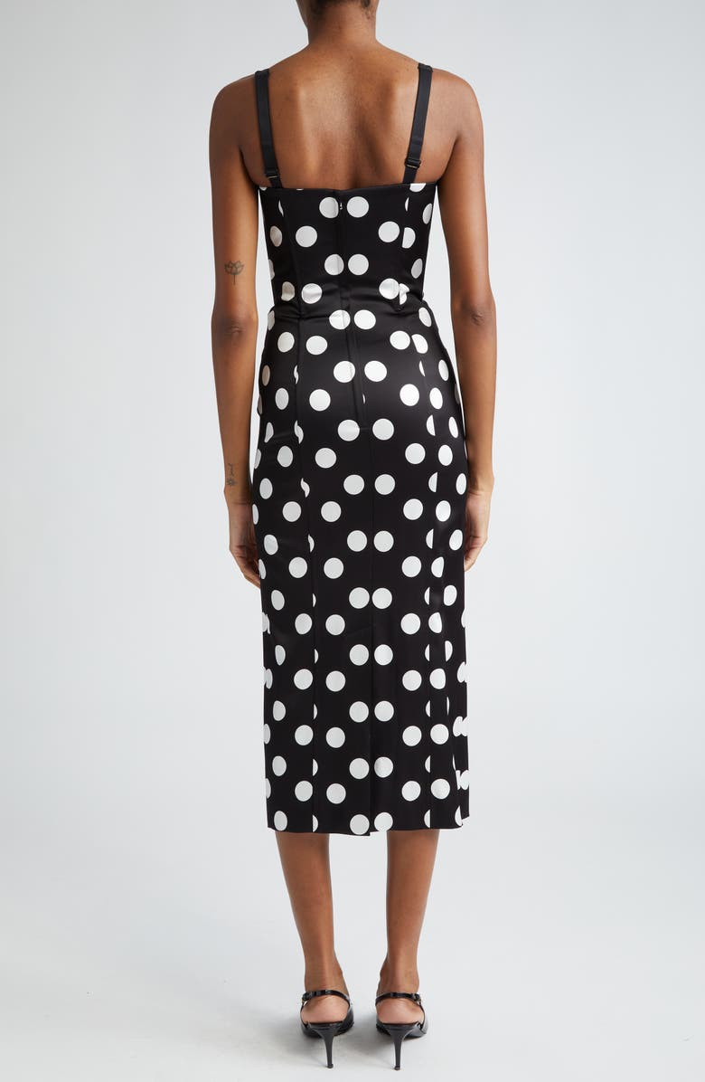 Dolce&Gabbana Polka Dot Ruched Satin Sheath Dress, Alternate, color, Hnl2wpois Bco Fdo.nero