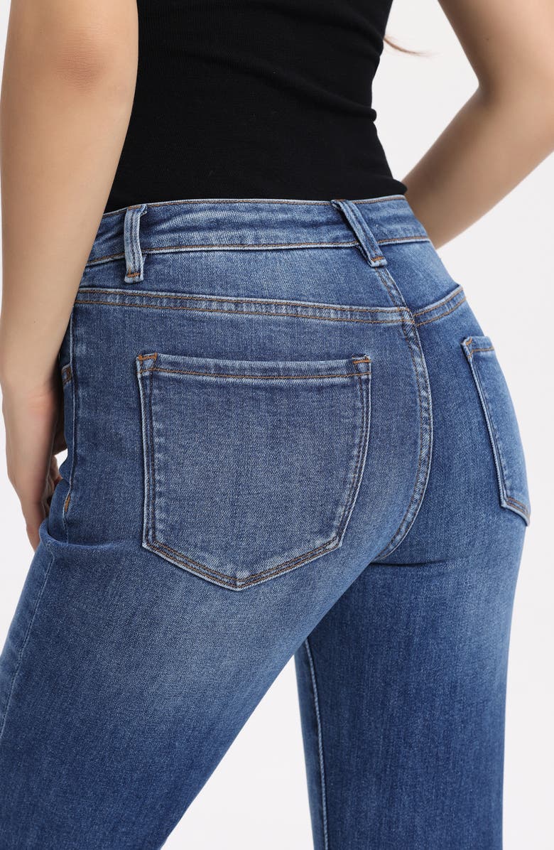 Bayeas Release Hem Mid Rise Ankle Flare Jeans, Alternate, color, Dark Blue