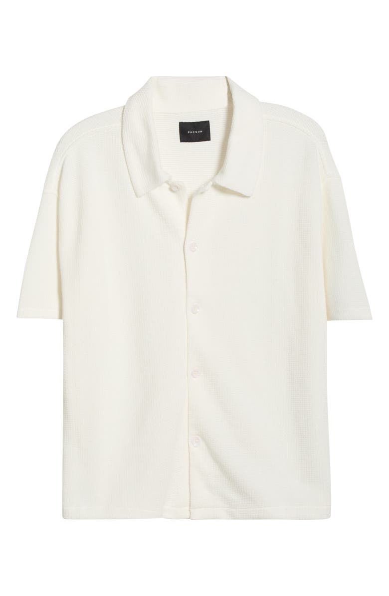 PacSun Stone Short Sleeve Button-Up Shirt, Alternate, color, Cream