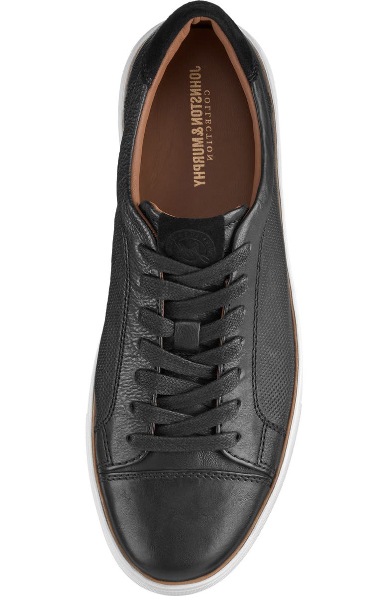Johnston & Murphy Luther Perforated Leather Low Top Sneaker, Alternate, color, Black Italian Full Grain