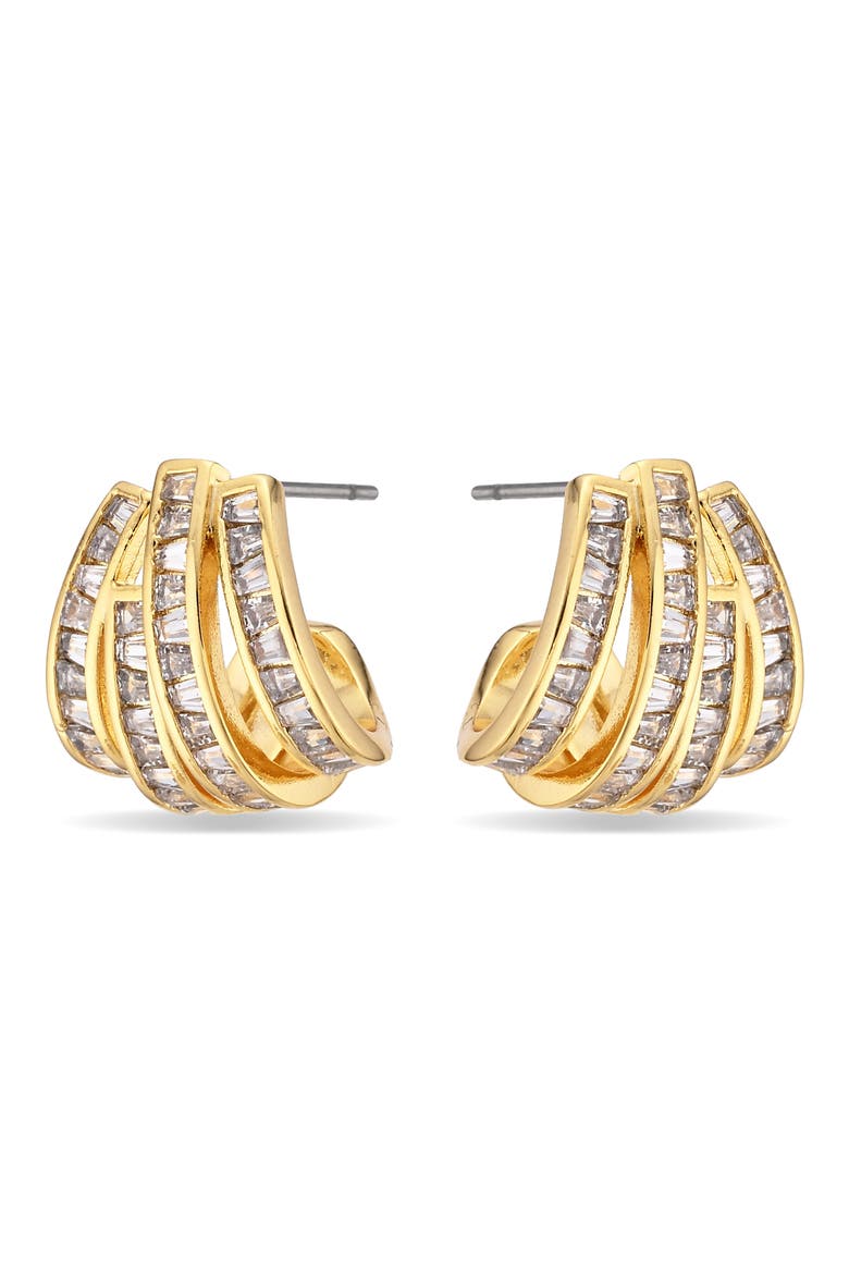 Cassandra Cubic Zirconia Set of 3 Hoop Earrings, Alternate, color, GOLD