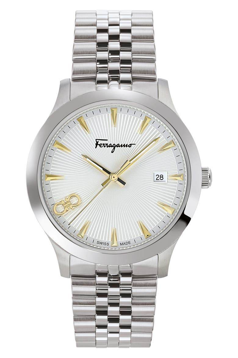 Salvatore Ferragamo Duo Bracelet Watch, 40mm, Main, color, SILVER