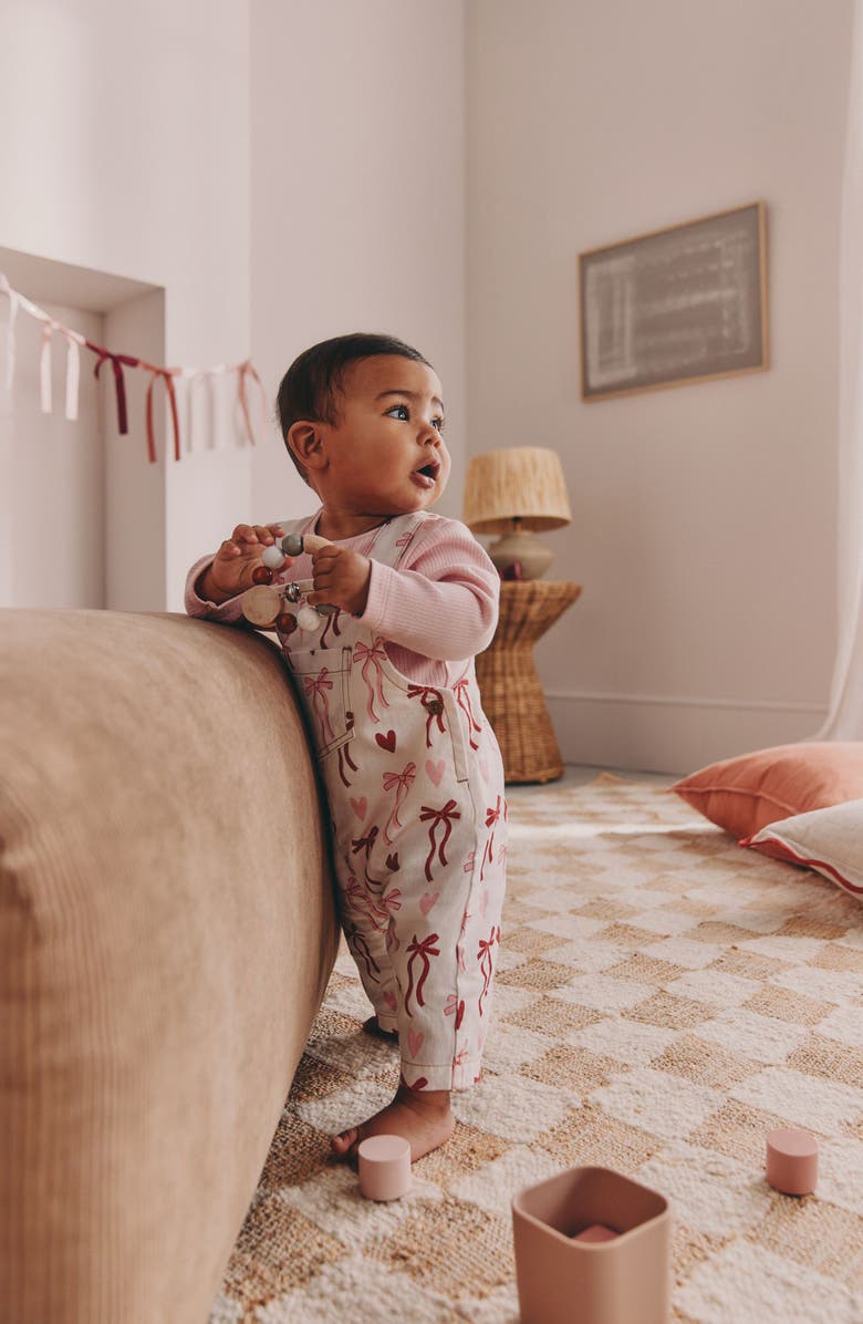 NEXT Kids' Bow Overalls & Bodysuit Set, Alternate, color, White