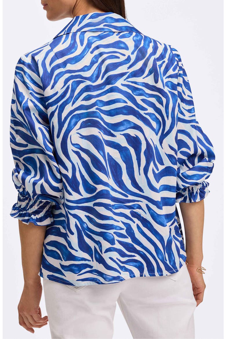 Alexis Print Cotton Popover Top, Alternate, color, BLUE/ WHITE