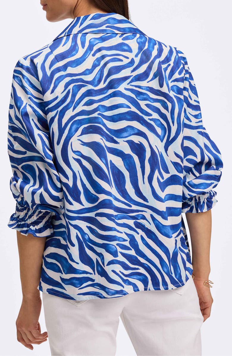 Foxcroft Alexis Print Cotton Popover Top, Alternate, color, Blue/ White