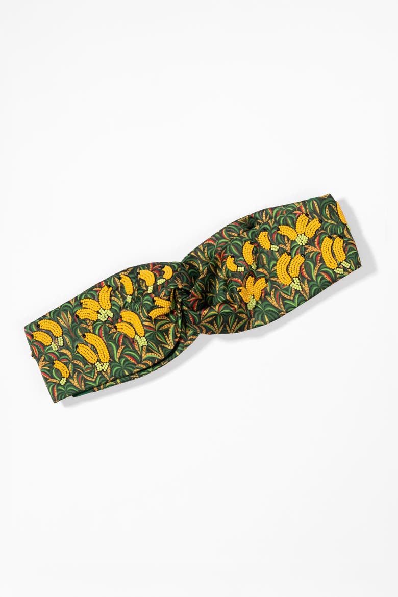 Tropical Bloom Banana Knotted Headband, Alternate, color, Green