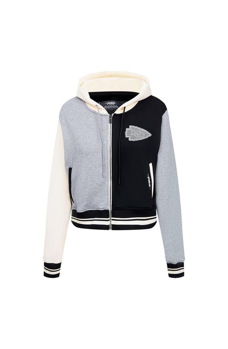 PRO STANDARD Women's Pro Standard Gray Kansas City Chiefs Reverse French Terry Colorblock Full-Zip Hoodie, Alternate, color, 