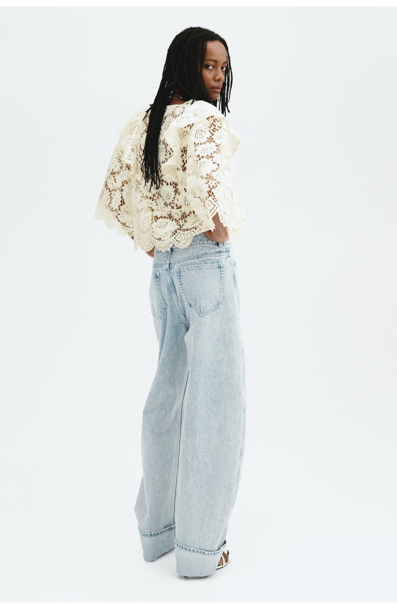 H&M Flounce-trimmed lace blouse, Alternate, color,