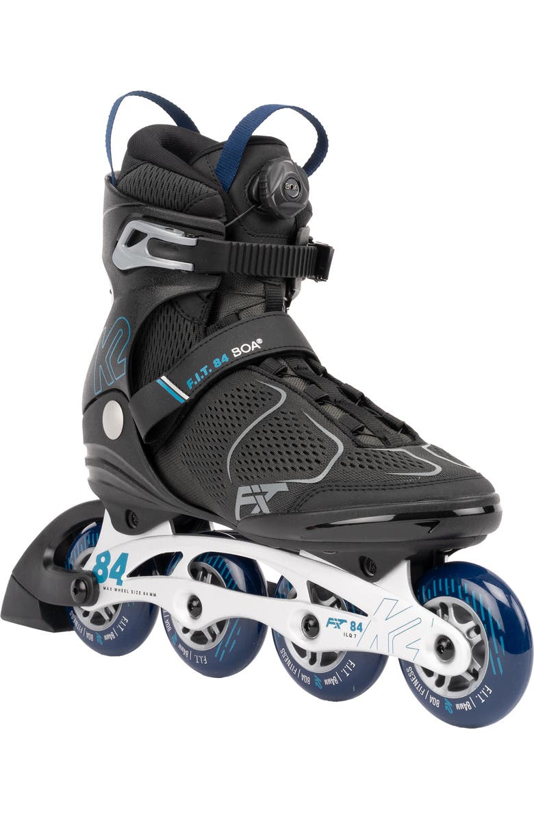 K2 F.I.T. 84 Boa Gray Mens Inline Skates, Main, color, Gray/Blue