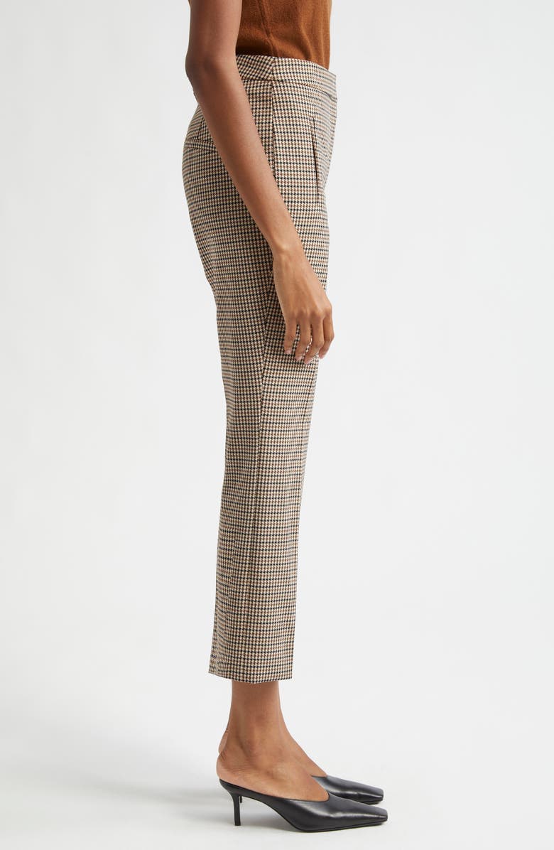 Veronica Beard Arte Houndstooth Check Crop Pants, Alternate, color, Sand Black