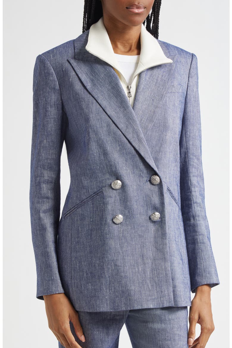 Dale Linen Blend Dickey Jacket, Alternate, color, BLUE MELANGE