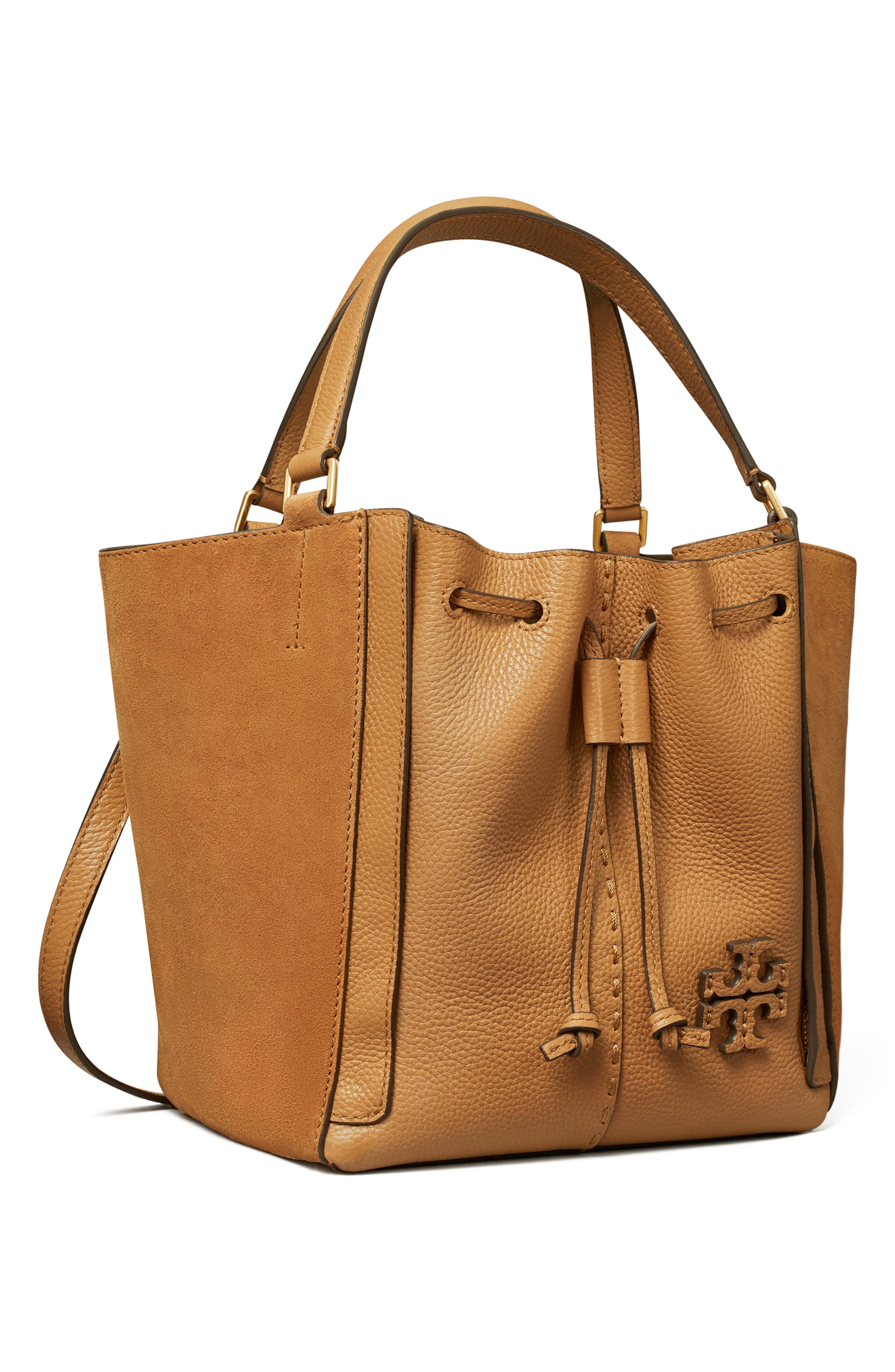 Tory Burch McGraw Drawstring Leather Satchel, Alternate, color, 