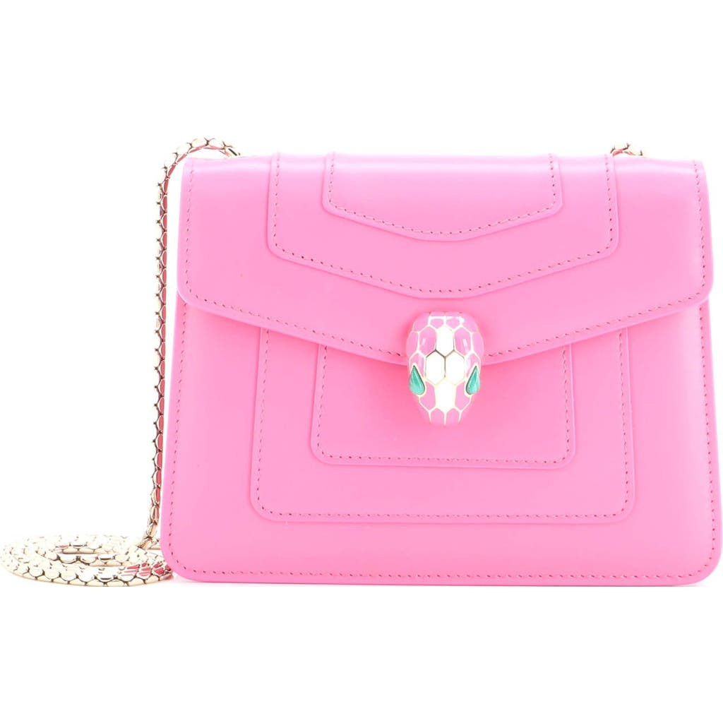 Pre-owned Bvlgari Bvlgari Serpenti Forever Square Shoulder Bag Leather Small In Pink