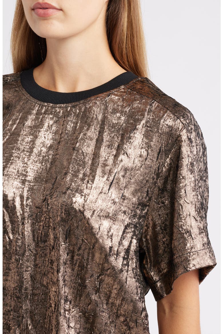 Foil Print T-Shirt, Alternate, color, CHAMPAGNE