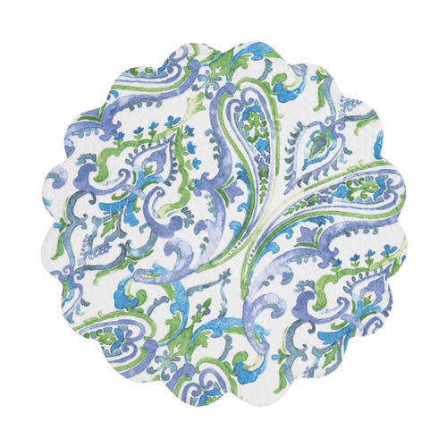 C & F Home C&f Home Juliet Round Quilted Reversible Bright Paisley Placemats Set Of 6, 17" In Blue