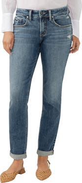 Silver Jeans Co. Curvy Mid Rise Boyfriend Jeans