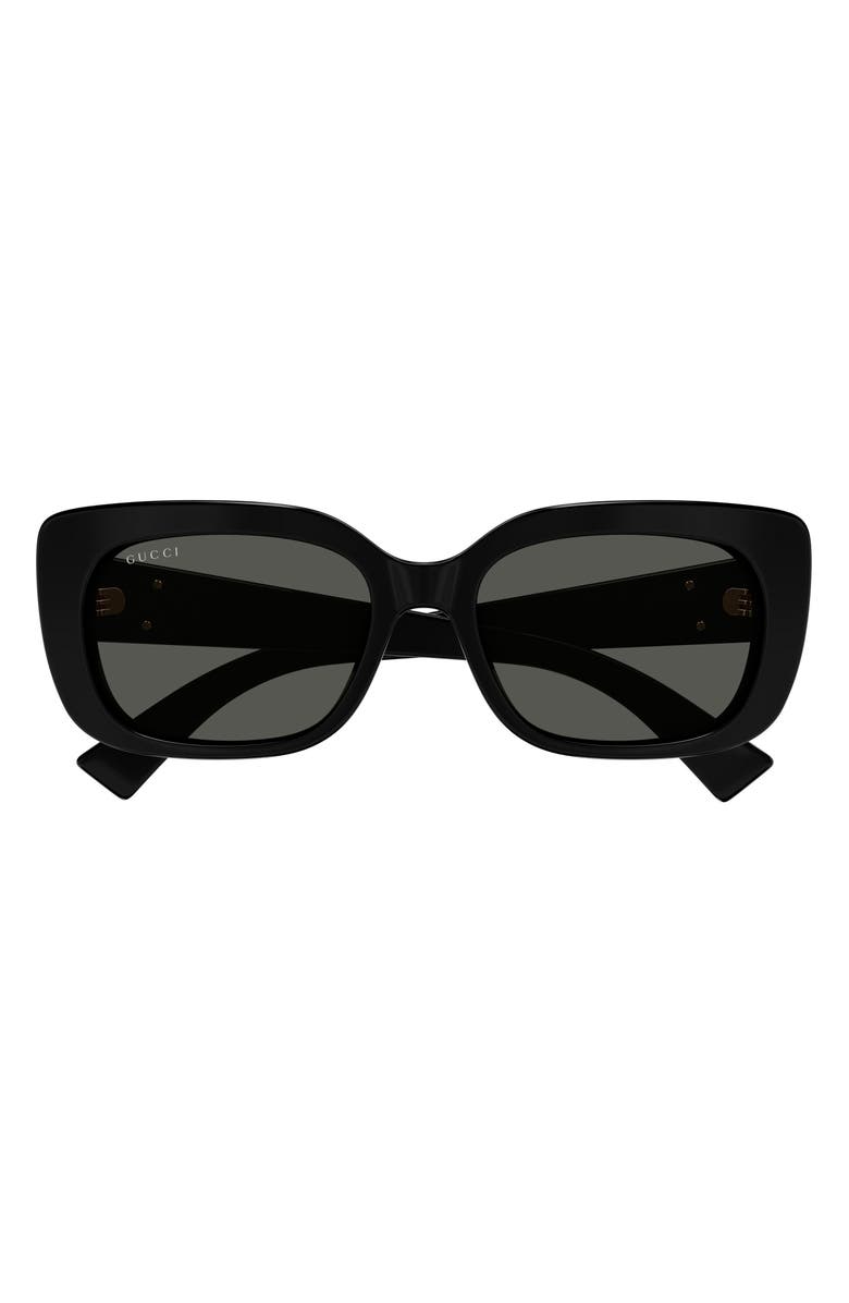 Gucci 55mm Square Sunglasses, Main, color, Black