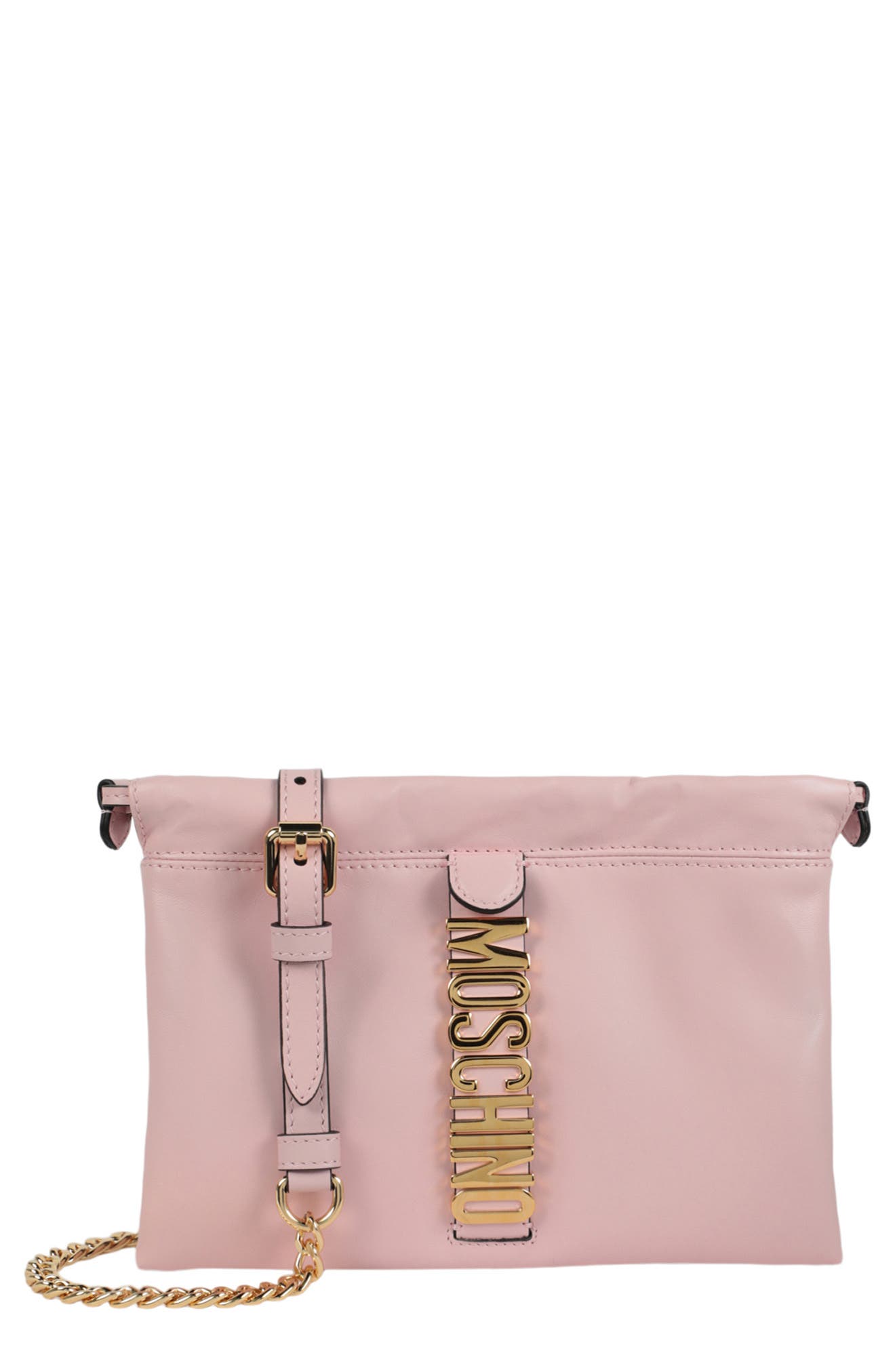 Moschino Belt Logo Crossbody Bag, Main, color, 