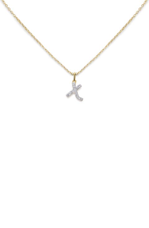 Lab Created Diamond Initial Pendant Necklace